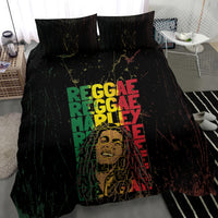 Reggae King Marley Bedding Set Typeset Grunge Style LT7 - Wonder Print Shop