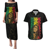 Reggae King Marley Couples Matching Puletasi and Hawaiian Shirt Typeset Grunge Style LT7 - Wonder Print Shop