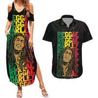 Reggae King Marley Couples Matching Summer Maxi Dress and Hawaiian Shirt Typeset Grunge Style LT7 - Wonder Print Shop