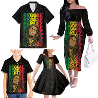 Reggae King Marley Family Matching Off The Shoulder Long Sleeve Dress and Hawaiian Shirt Typeset Grunge Style - Wonder Print Shop