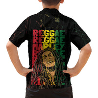 Reggae King Marley Family Matching Off Shoulder Short Dress and Hawaiian Shirt Typeset Grunge Style LT7 - Wonder Print Shop