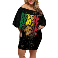 Reggae King Marley Family Matching Off Shoulder Short Dress and Hawaiian Shirt Typeset Grunge Style LT7 - Wonder Print Shop