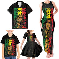 Reggae King Marley Family Matching Tank Maxi Dress and Hawaiian Shirt Typeset Grunge Style - Wonder Print Shop
