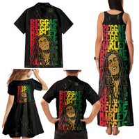 Reggae King Marley Family Matching Tank Maxi Dress and Hawaiian Shirt Typeset Grunge Style - Wonder Print Shop