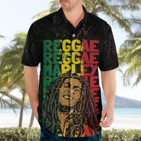 Reggae King Marley Hawaiian Shirt Typeset Grunge Style - Wonder Print Shop