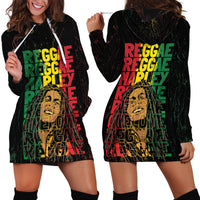 Reggae King Marley Hoodie Dress Typeset Grunge Style - Wonder Print Shop