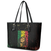 Reggae King Marley Leather Tote Bag Typeset Grunge Style - Wonder Print Shop