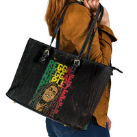 Reggae King Marley Leather Tote Bag Typeset Grunge Style - Wonder Print Shop