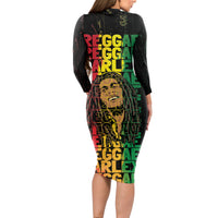 Reggae King Marley Long Sleeve Bodycon Dress Typeset Grunge Style - Wonder Print Shop