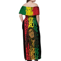 Reggae King Marley Off Shoulder Maxi Dress Typeset Grunge Style - Wonder Print Shop