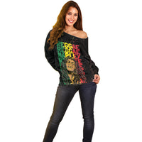 Reggae King Marley Off Shoulder Sweater Typeset Grunge Style - Wonder Print Shop