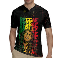 Reggae King Marley Rugby Jersey Typeset Grunge Style - Wonder Print Shop