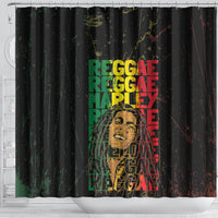 Reggae King Marley Shower Curtain Typeset Grunge Style