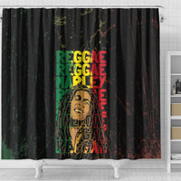 Reggae King Marley Shower Curtain Typeset Grunge Style