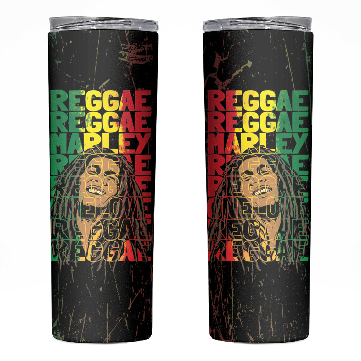 Reggae King Marley Skinny Tumbler Typeset Grunge Style