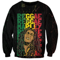 Reggae King Marley Sweatshirt Typeset Grunge Style - Wonder Print Shop