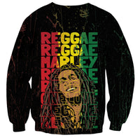 Reggae King Marley Sweatshirt Typeset Grunge Style - Wonder Print Shop