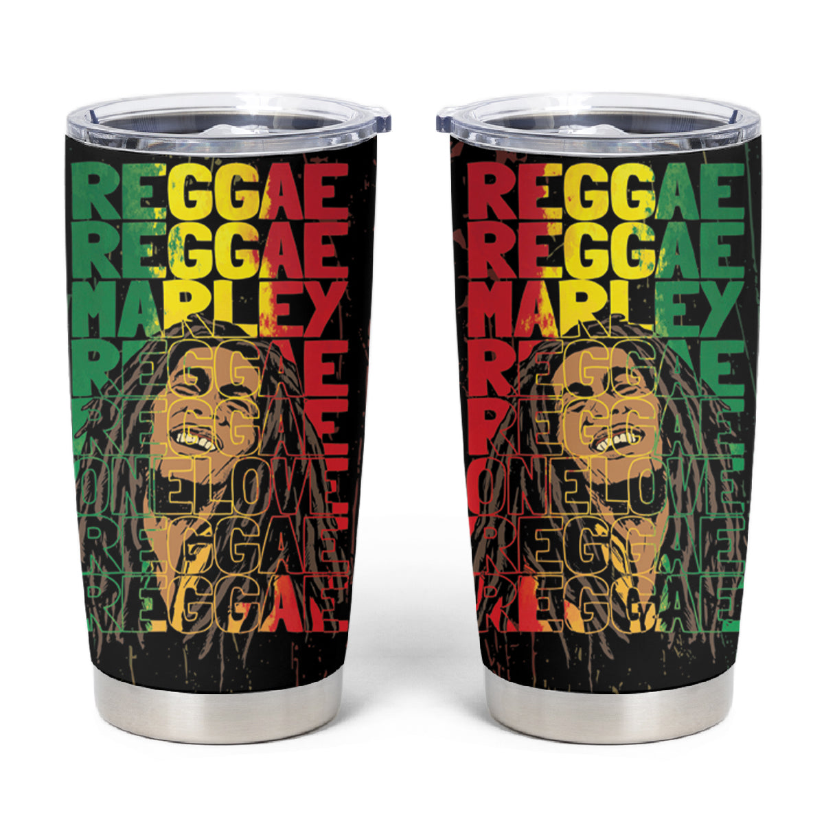 Reggae King Marley Tumbler Cup Typeset Grunge Style