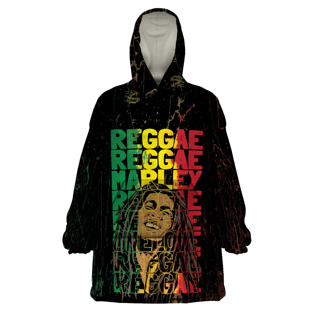 Reggae King Marley Wearable Blanket Hoodie Typeset Grunge Style
