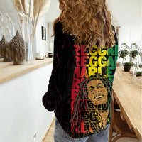 Reggae King Marley Women Casual Shirt Typeset Grunge Style - Wonder Print Shop