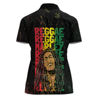 Reggae King Marley Women Polo Shirt Typeset Grunge Style - Wonder Print Shop