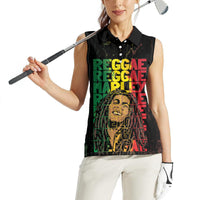 Reggae King Marley Women Sleeveless Polo Shirt Typeset Grunge Style - Wonder Print Shop
