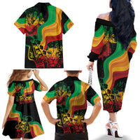 Reggae Day Family Matching Off The Shoulder Long Sleeve Dress and Hawaiian Shirt One Love One Heart - Wonder Print Shop