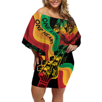 Reggae Day Family Matching Off Shoulder Short Dress and Hawaiian Shirt One Love One Heart LT7 - Wonder Print Shop