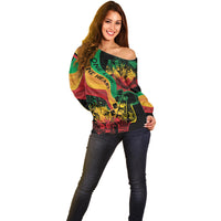 Reggae Day Off Shoulder Sweater One Love One Heart - Wonder Print Shop