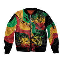 Reggae Day Sleeve Zip Bomber Jacket One Love One Heart - Wonder Print Shop
