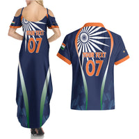 India Cricket World Cup 2024 Couples Matching Summer Maxi Dress and Hawaiian Shirt Men In Blue Dynamic LT7 - Wonder Print Shop