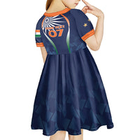 India Cricket World Cup 2024 Kid Short Sleeve Dress Men In Blue Dynamic - Wonder Print Shop