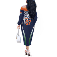 India Cricket World Cup 2024 Off The Shoulder Long Sleeve Dress Men In Blue Dynamic - Wonder Print Shop