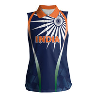 India Cricket World Cup 2024 Women Sleeveless Polo Shirt Men In Blue Dynamic - Wonder Print Shop