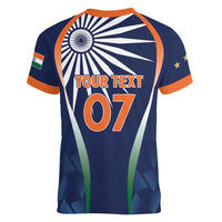 India Cricket World Cup 2024 Women V-Neck T-Shirt Men In Blue Dynamic - Wonder Print Shop