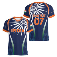 India Cricket World Cup 2024 Women V-Neck T-Shirt Men In Blue Dynamic - Wonder Print Shop