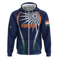 India Cricket World Cup 2024 Zip Hoodie Men In Blue Dynamic - Wonder Print Shop