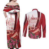 Inhobbok Malta Personalized Couples Matching Off Shoulder Maxi Dress and Long Sleeve Button Shirt Valetta Scenery