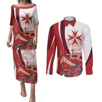 Inhobbok Malta Personalized Couples Matching Puletasi and Long Sleeve Button Shirt Valetta Scenery