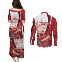 Inhobbok Malta Personalized Couples Matching Puletasi and Long Sleeve Button Shirt Valetta Scenery