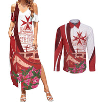 Inhobbok Malta Personalized Couples Matching Summer Maxi Dress and Long Sleeve Button Shirt Valetta Scenery