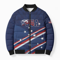 USA Custom Rugby Stars Motif Bomber Puffer Jacket GO Eagles