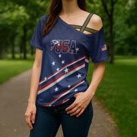 USA Custom Rugby Stars Motif Cross Shoulder Shirt GO Eagles