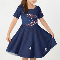 USA Custom Rugby Stars Motif Kid Short Sleeve Dress GO Eagles