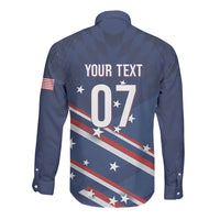 USA Custom Rugby Stars Motif Long Sleeve Button Shirt GO Eagles