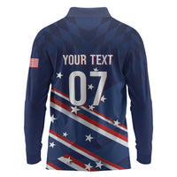 USA Custom Rugby Stars Motif Long Sleeve Polo Shirt GO Eagles