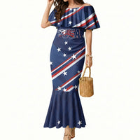 USA Custom Rugby Stars Motif Mermaid Dress GO Eagles