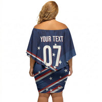 USA Custom Rugby Stars Motif Off Shoulder Short Dress GO Eagles