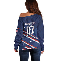 USA Custom Rugby Stars Motif Off Shoulder Sweater GO Eagles