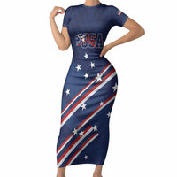 USA Custom Rugby Stars Motif Short Sleeve Bodycon Dress GO Eagles